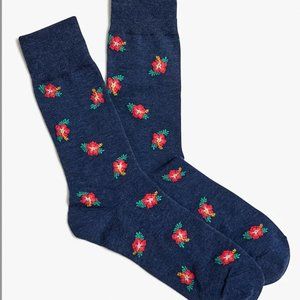 NWT JCrew Men's Trouser Socks- Pink Hibiscus Flower